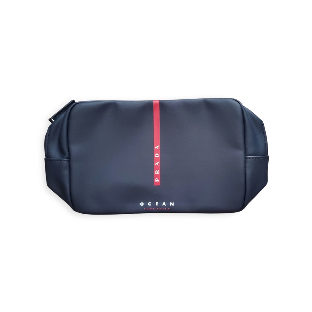Prada Black Pouch with Red Stripe
